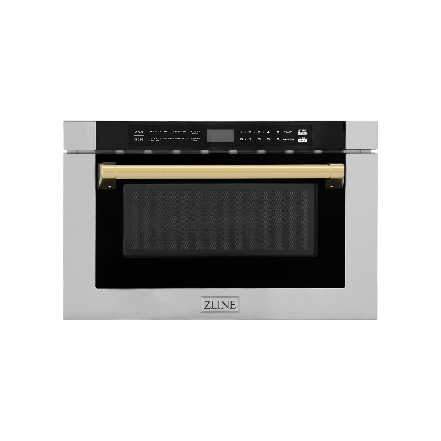 ZLINE Autograph Edition 24" Built-in Microwave Drawer - Traditional Handle in Stainless Steel with Accents