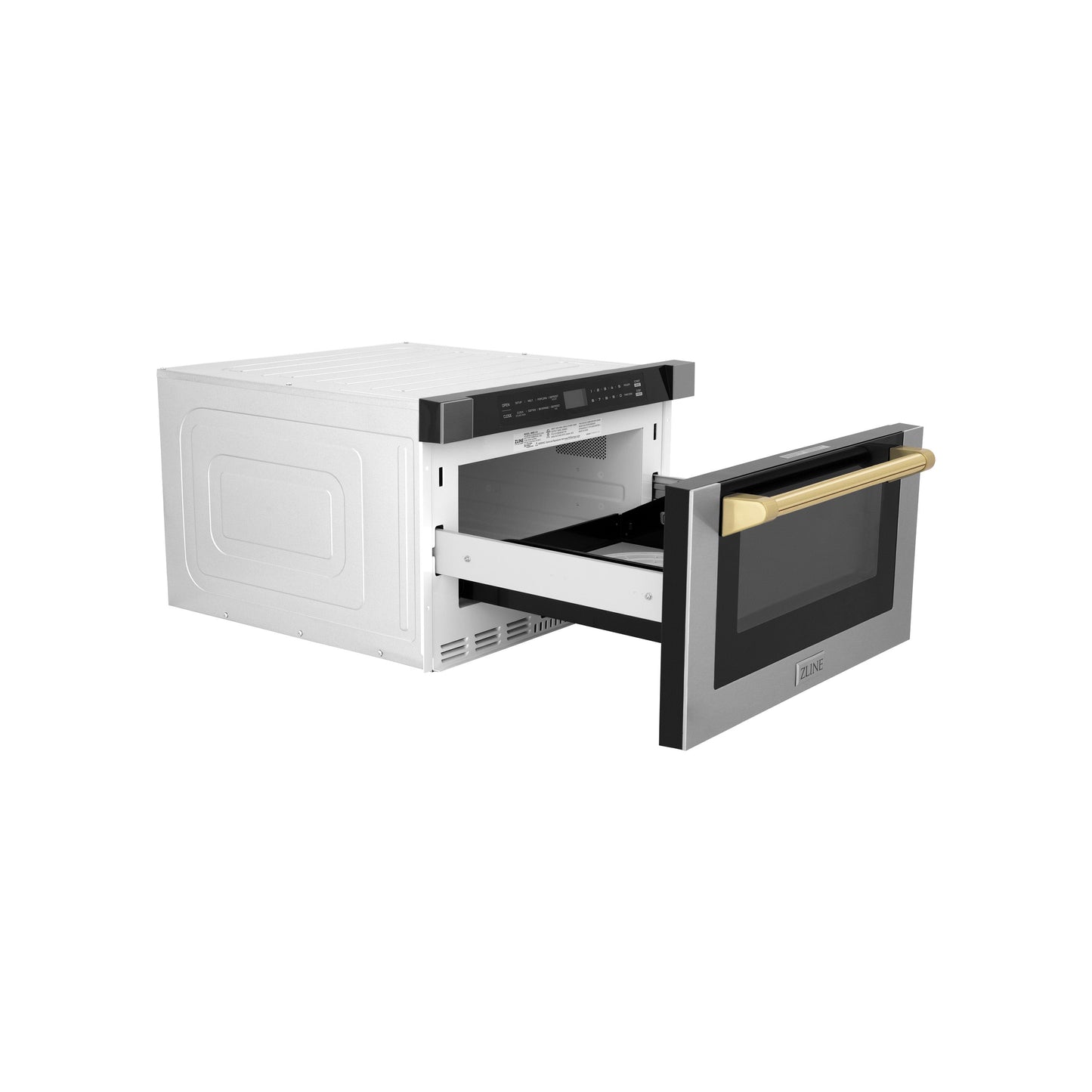 ZLINE Autograph Edition 24" Built-in Microwave Drawer - Traditional Handle in Stainless Steel with Accents
