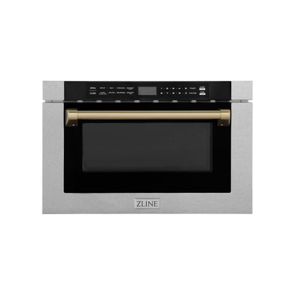 ZLINE Autograph Edition 24" Microwave - Fingerprint Resistant Stainless Steel with Traditional Handles and Accents