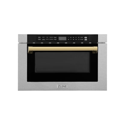 ZLINE Autograph Edition 24" Microwave - Fingerprint Resistant Stainless Steel with Traditional Handles and Accents