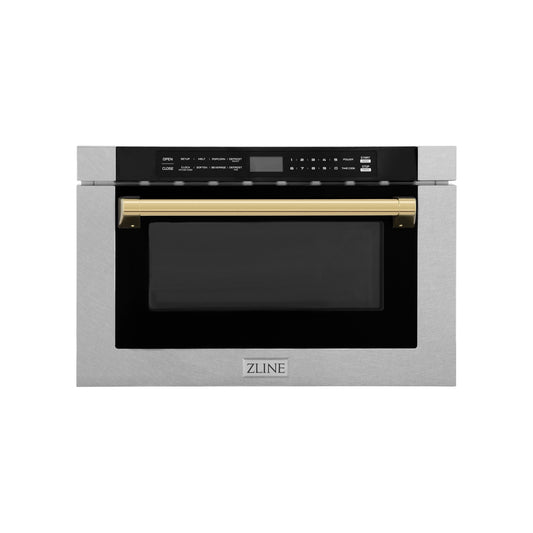 ZLINE Autograph Edition 24" Microwave - Fingerprint Resistant Stainless Steel with Traditional Handles and Accents