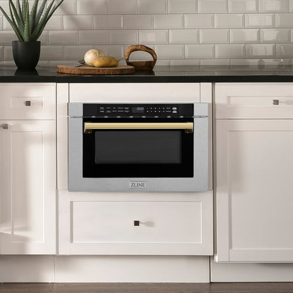 ZLINE Autograph Edition 24" Microwave - Fingerprint Resistant Stainless Steel with Traditional Handles and Accents