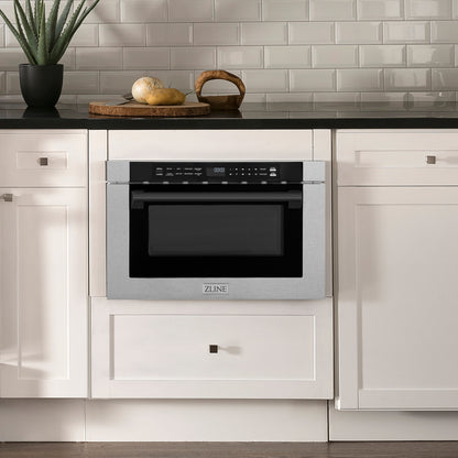 ZLINE Autograph Edition 24" Microwave - Fingerprint Resistant Stainless Steel with Traditional Handles and Accents