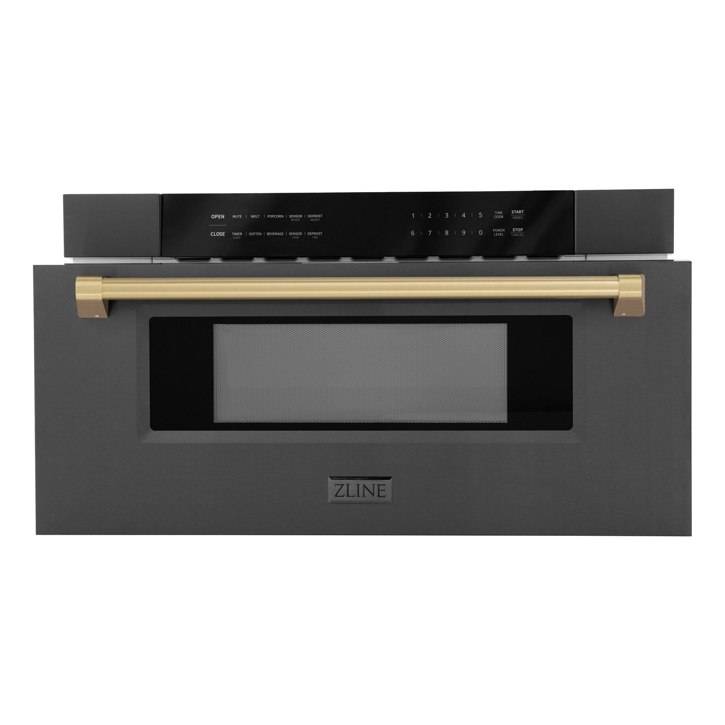 ZLINE Autograph Edition 30" Built-in Microwave Drawer - Black Stainless Steel with Accents