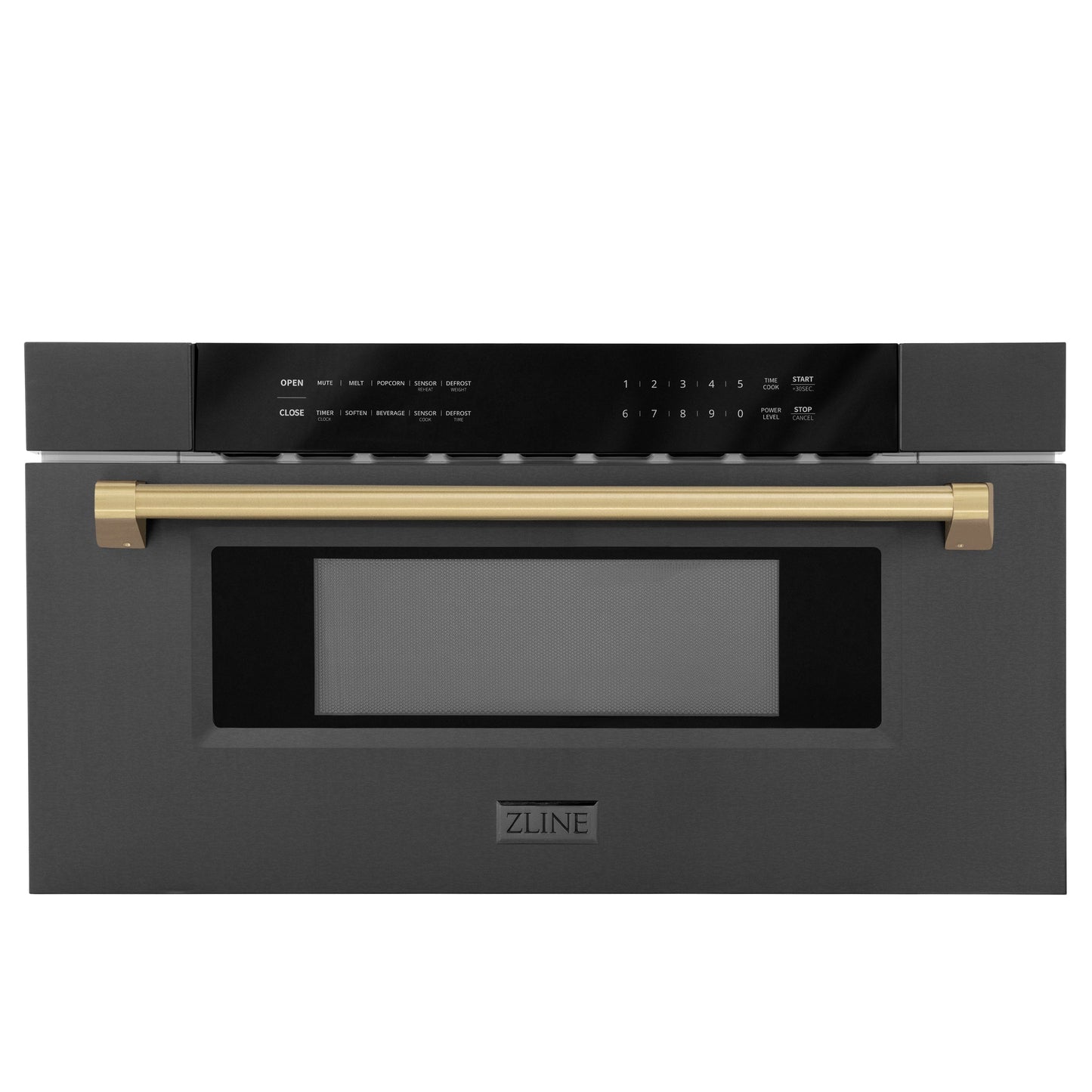 ZLINE Autograph Edition 30" Built-in Microwave Drawer - Black Stainless Steel with Accents