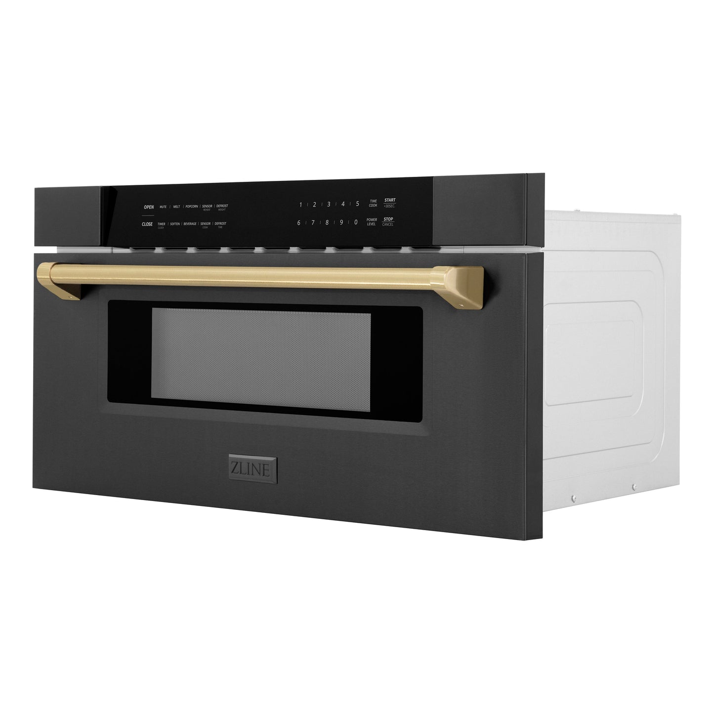 ZLINE Autograph Edition 30" Built-in Microwave Drawer - Black Stainless Steel with Accents