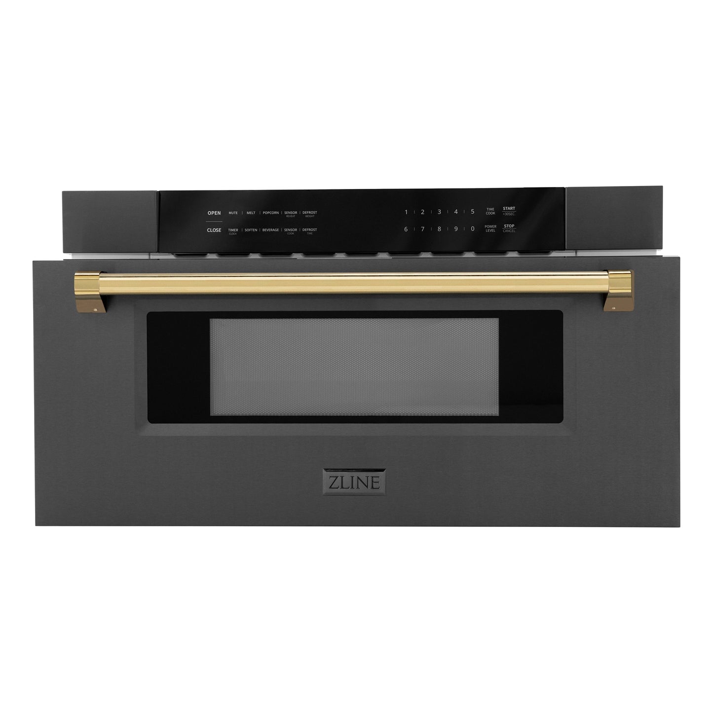 ZLINE Autograph Edition 30" Built-in Microwave Drawer - Black Stainless Steel with Accents