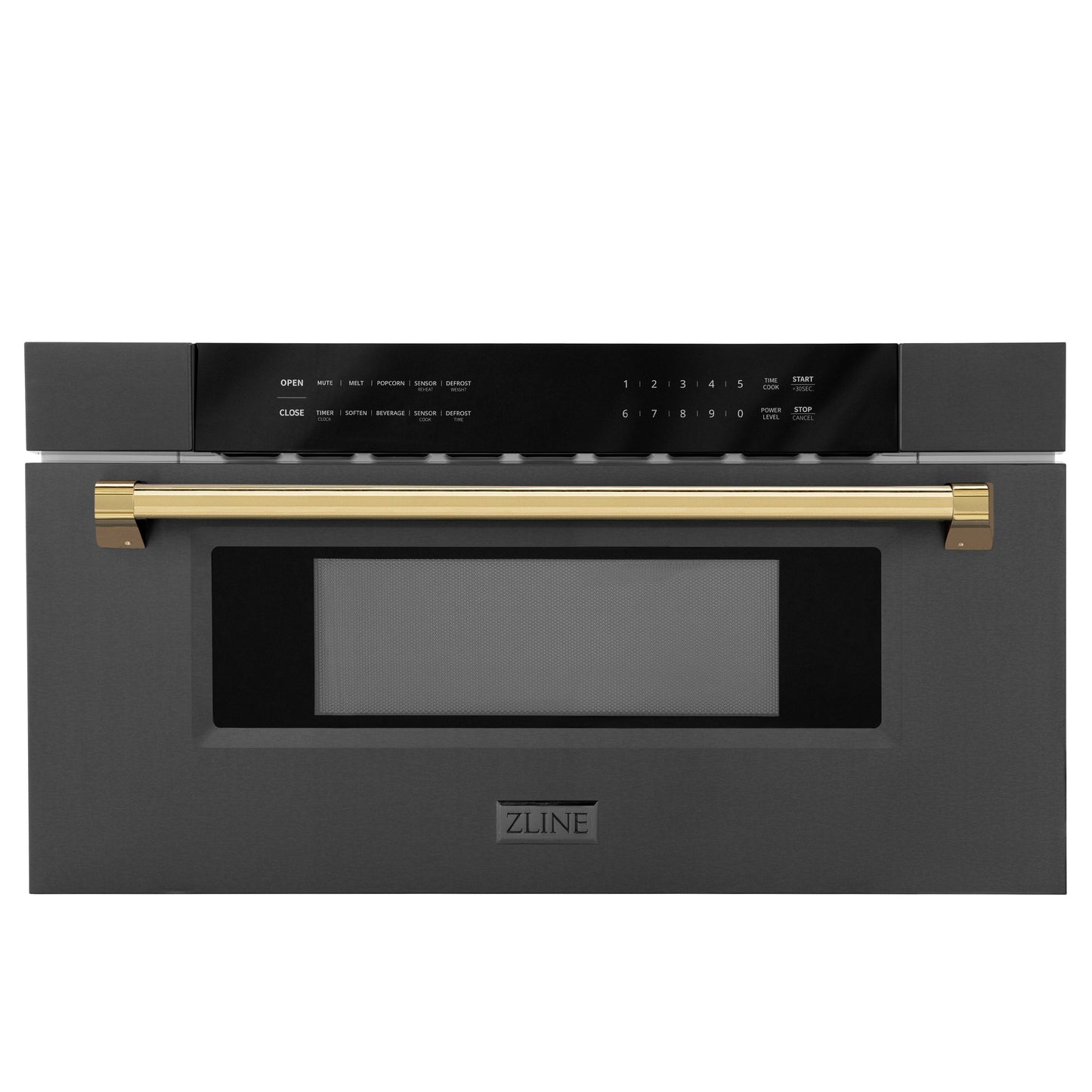 ZLINE Autograph Edition 30" Built-in Microwave Drawer - Black Stainless Steel with Accents