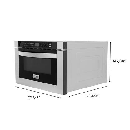 ZLINE 4-Appliance 36" Kitchen Package with Stainless Steel Dual Fuel Range, Range Hood, Microwave Drawer, and Classic Dishwasher