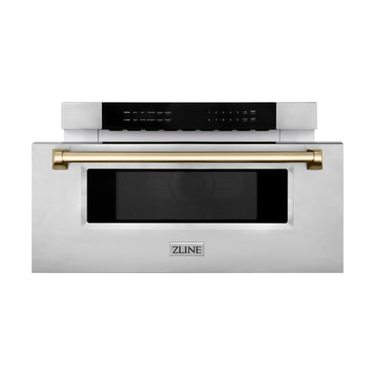 ZLINE Autograph Edition 30" Built-In Microwave Drawer - Stainless Steel with Accents