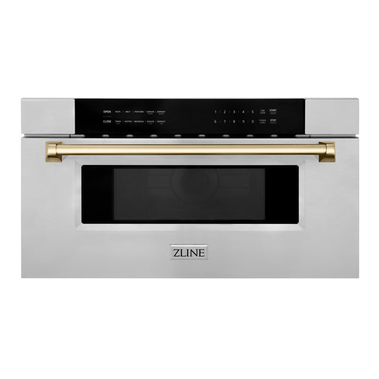ZLINE Autograph Edition 30" Built-In Microwave Drawer - Stainless Steel with Accents