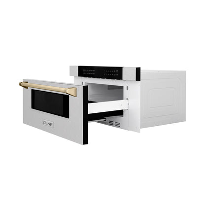 ZLINE Autograph Edition 30" Built-In Microwave Drawer - Fingerprint Resistant Stainless Steel with Accents