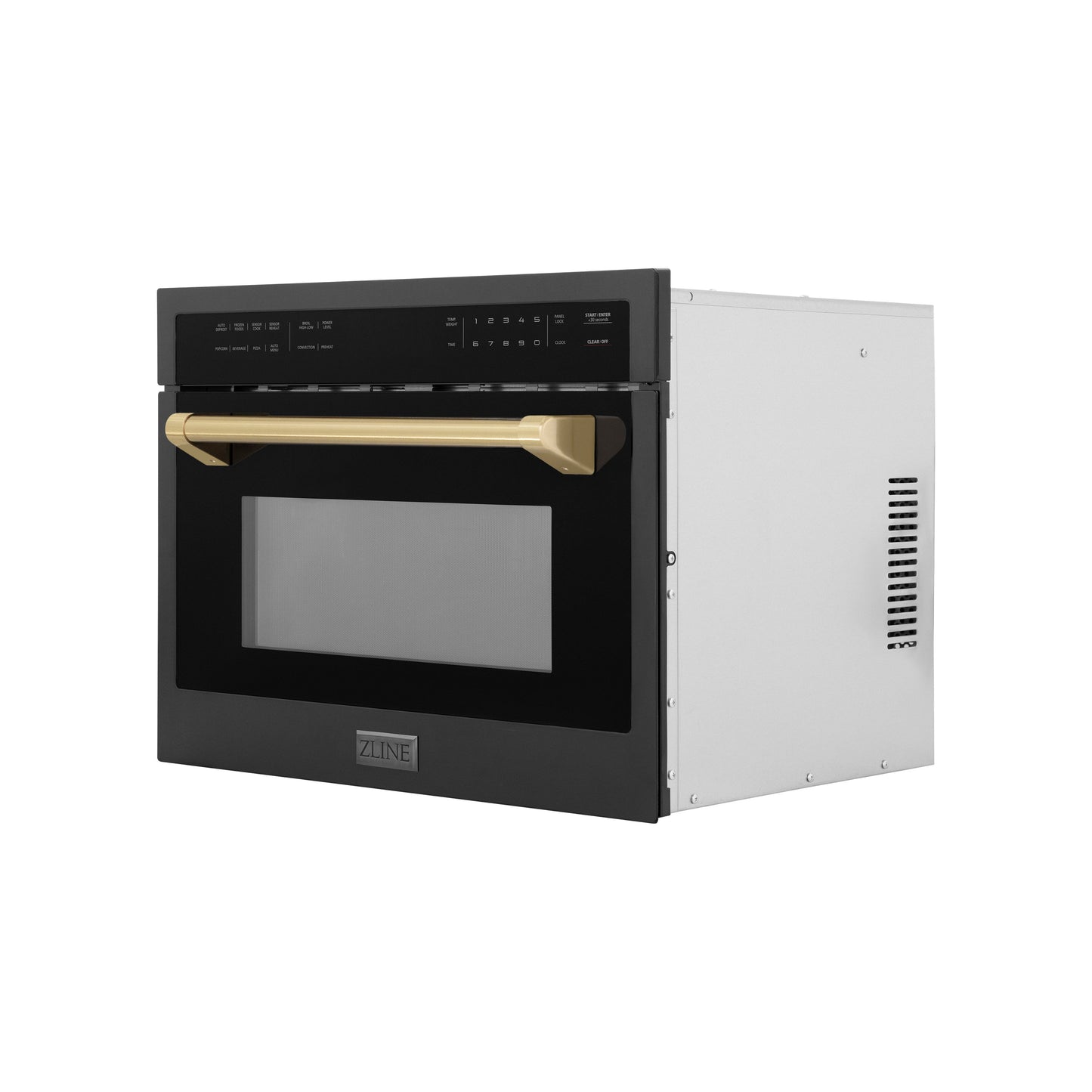 ZLINE Autograph Edition 24" Built-in Convection Microwave Oven - Black Stainless Steel with Accents
