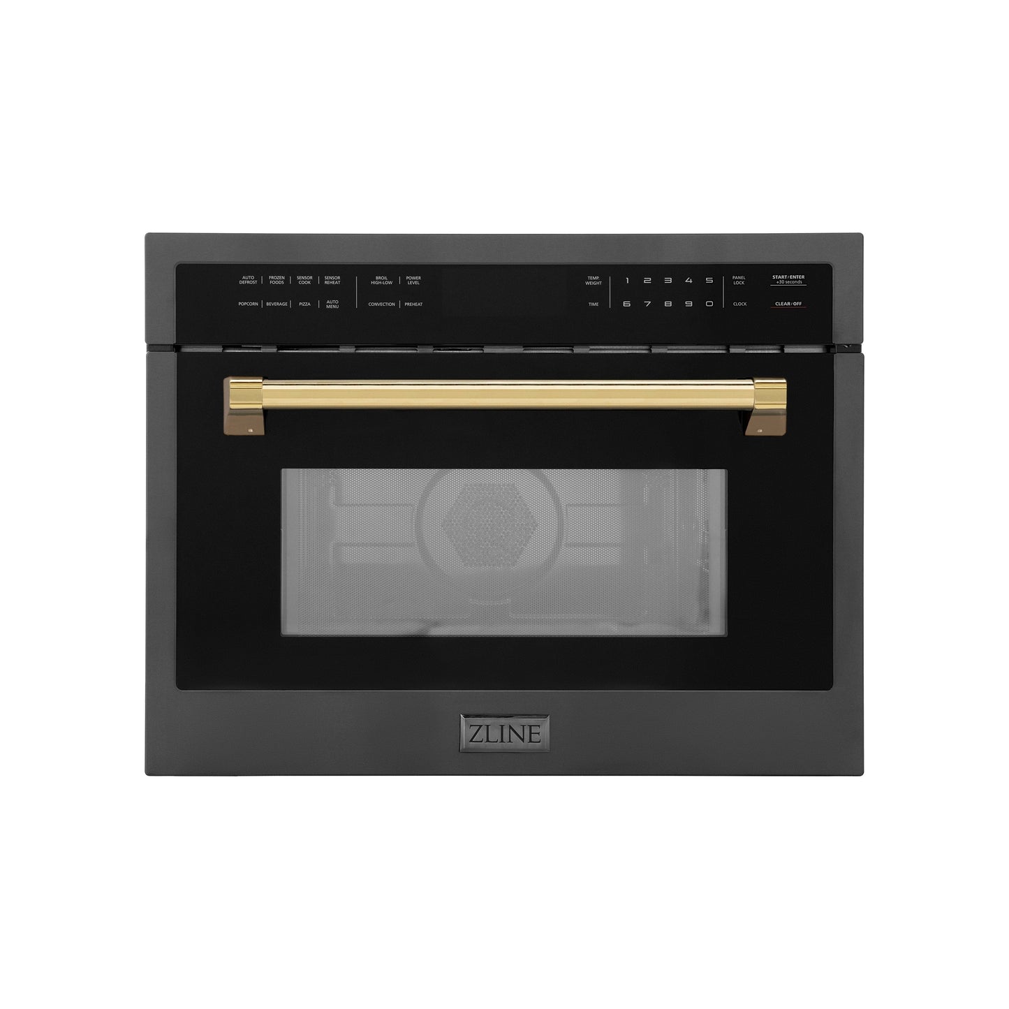 ZLINE Autograph Edition 24" Built-in Convection Microwave Oven - Black Stainless Steel with Accents