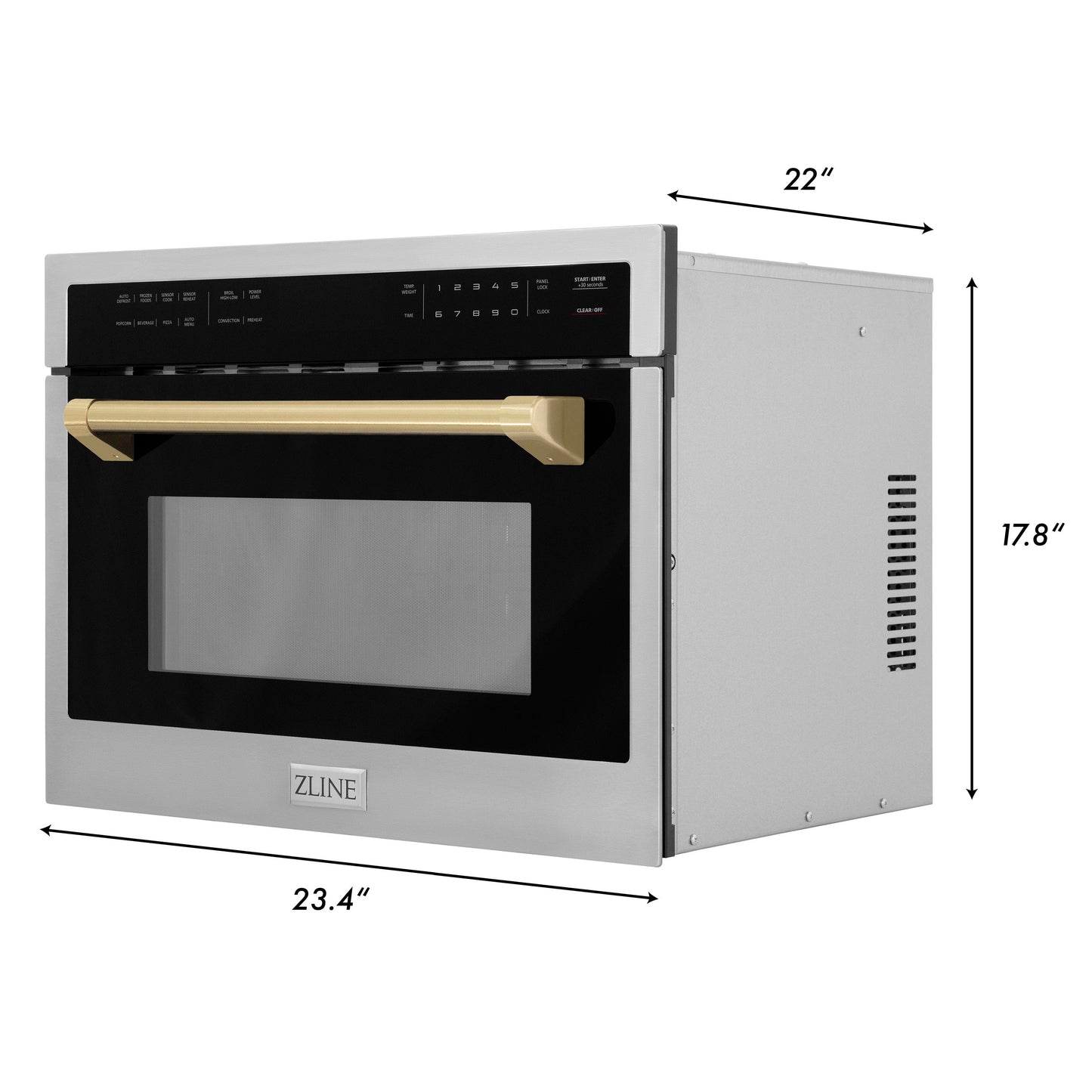 ZLINE Autograph Edition 24" Built-in Convection Microwave Oven - Stainless Steel with Accents