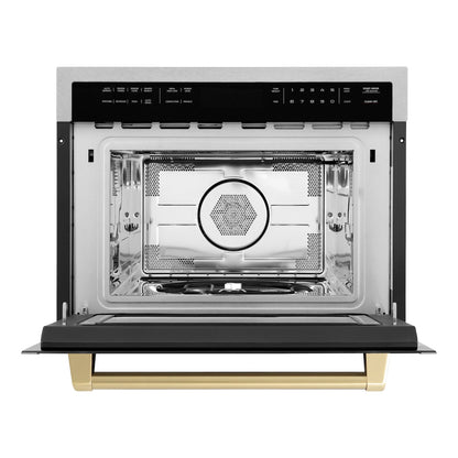 ZLINE Autograph Edition 24" Built-in Convection Microwave Oven - DuraSnow Stainless Steel with Accents