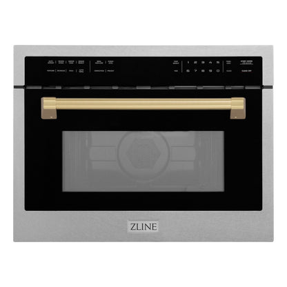 ZLINE Autograph Edition 24" Built-in Convection Microwave Oven - DuraSnow Stainless Steel with Accents
