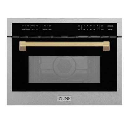 ZLINE Autograph Edition 24" Built-in Convection Microwave Oven - DuraSnow Stainless Steel with Accents