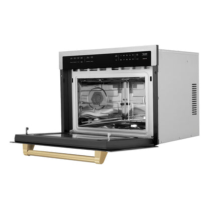 ZLINE Autograph Edition 24" Built-in Convection Microwave Oven - DuraSnow Stainless Steel with Accents