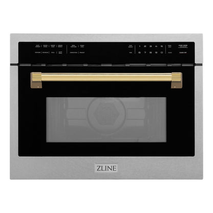 ZLINE Autograph Edition 24" Built-in Convection Microwave Oven - DuraSnow Stainless Steel with Accents
