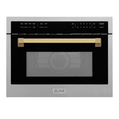 ZLINE Autograph Edition 24" Built-in Convection Microwave Oven - DuraSnow Stainless Steel with Accents