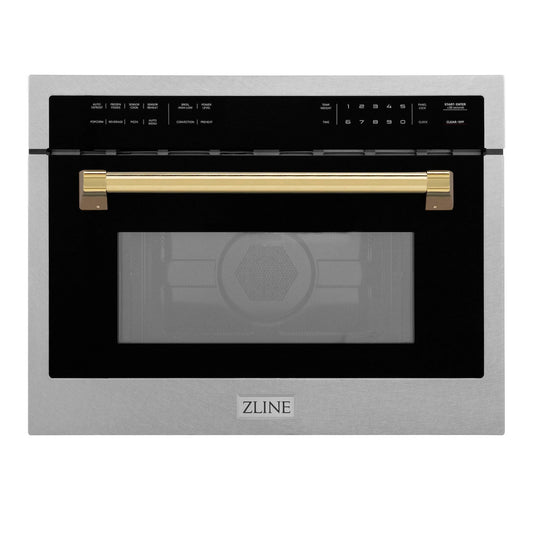 ZLINE Autograph Edition 24" Built-in Convection Microwave Oven - DuraSnow Stainless Steel with Accents