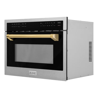 ZLINE Autograph Edition 24" Built-in Convection Microwave Oven - DuraSnow Stainless Steel with Accents
