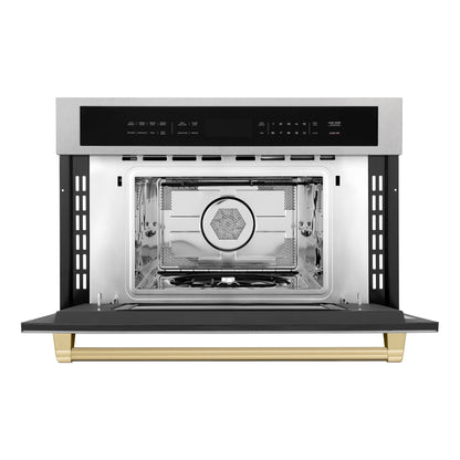 ZLINE Autograph Edition 30" Built-in Convection Microwave Oven - DuraSnow Stainless Steel with Accents