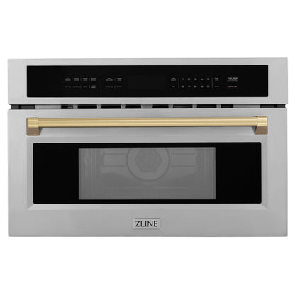 ZLINE Autograph Edition 30" Built-in Convection Microwave Oven - DuraSnow Stainless Steel with Accents