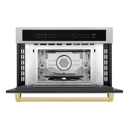ZLINE Autograph Edition 30" Built-in Convection Microwave Oven - DuraSnow Stainless Steel with Accents