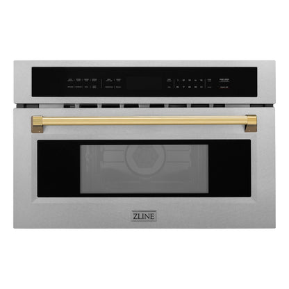 ZLINE Autograph Edition 30" Built-in Convection Microwave Oven - DuraSnow Stainless Steel with Accents