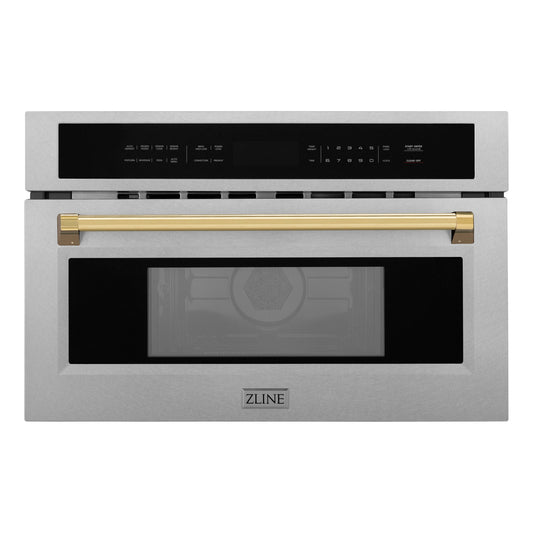 ZLINE Autograph Edition 30" Built-in Convection Microwave Oven - DuraSnow Stainless Steel with Accents