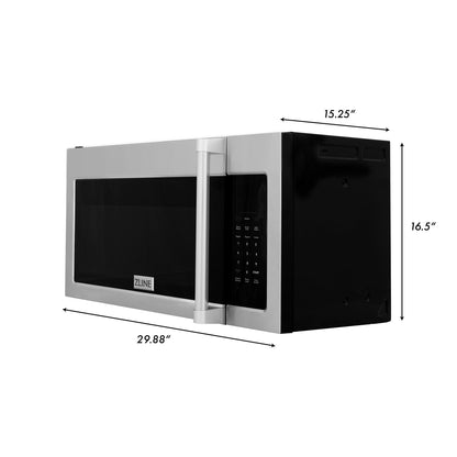 ZLINE 2-Appliance Kitchen Package with 30" Stainless Steel Dual Fuel Range and Over the Range Microwave with Traditional Handle
