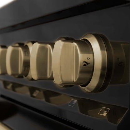 ZLINE 2-Appliance 30" Autograph Edition Kitchen Package with Black Stainless Steel Dual Fuel Range and Range Hood with Champagne Bronze Accents