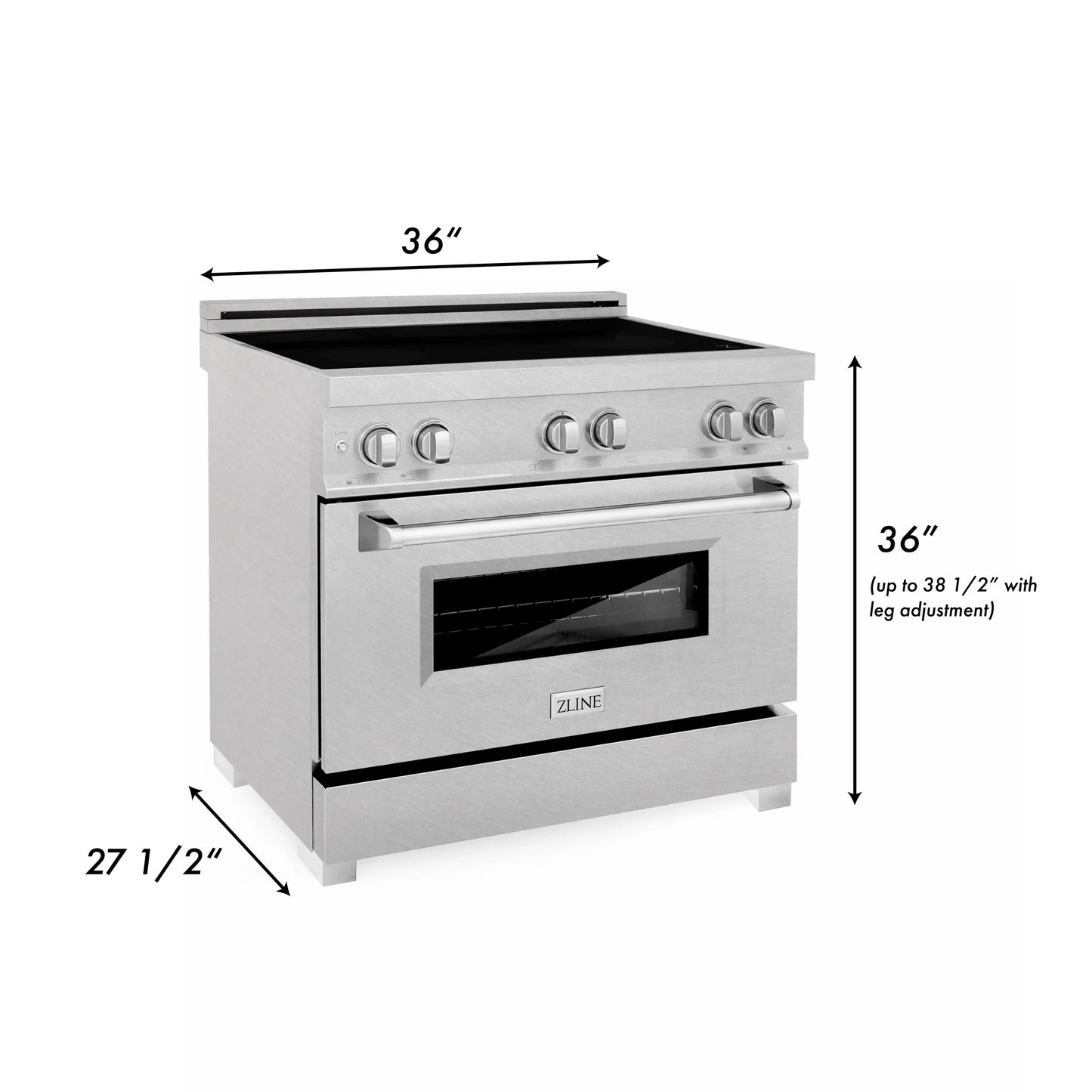 ZLINE 36" 4-Element Stove Induction Range with Electric Oven - DuraSnow Stainless Steel