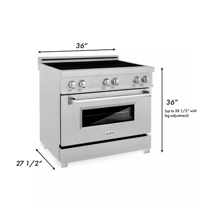 ZLINE 36" 4-Element Stove Induction Range with Electric Oven - DuraSnow Stainless Steel