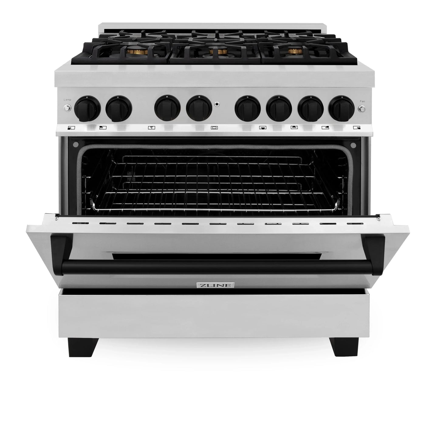 ZLINE Autograph Edition 36" Dual Fuel Range - Gas Stove and Electric Oven, Stainless Steel with Matte Black Accents