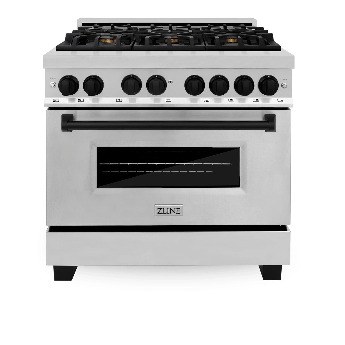 ZLINE Autograph Edition 36" Dual Fuel Range - Gas Stove and Electric Oven, Stainless Steel with Matte Black Accents