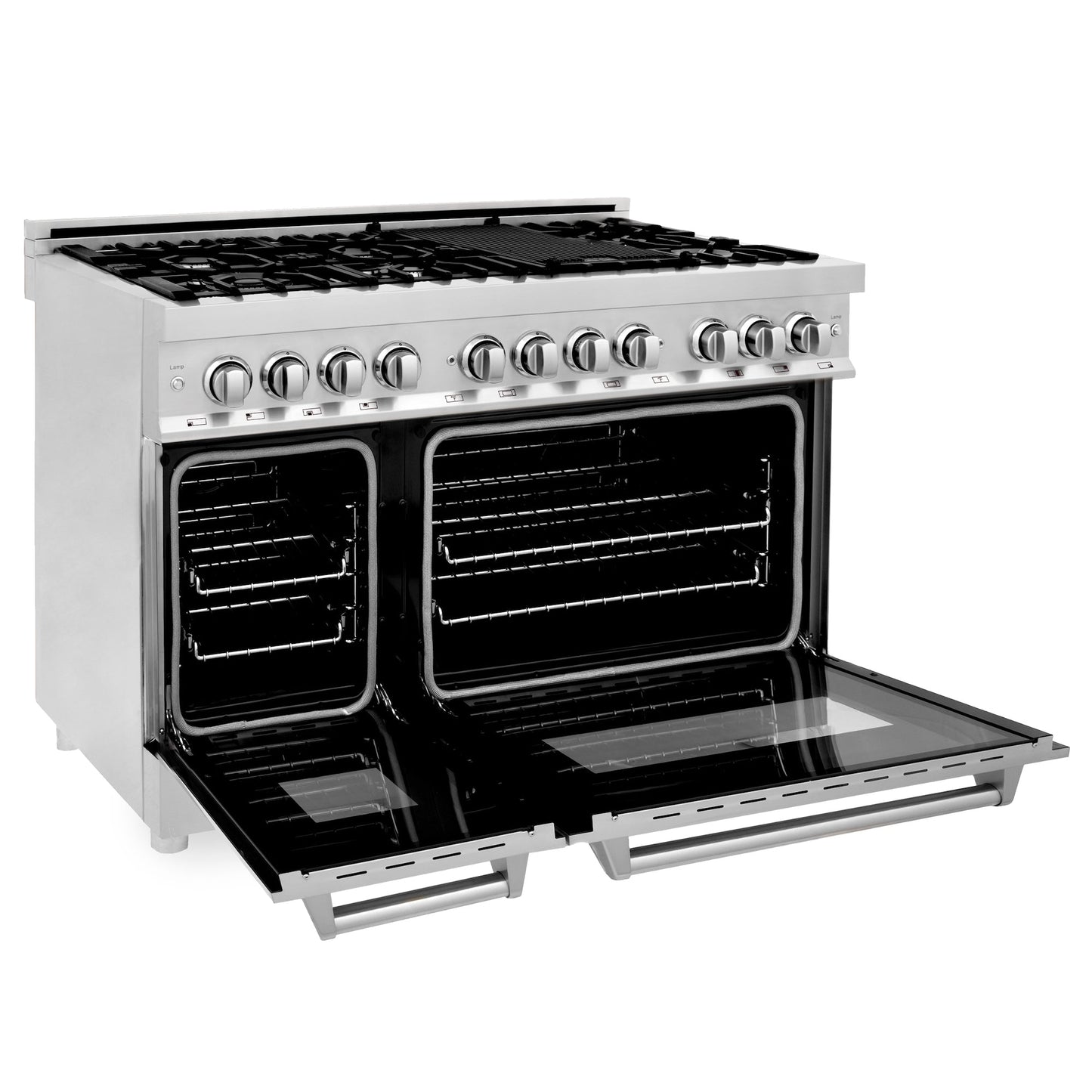 ZLINE 2-Appliance Kitchen Package with 48" Stainless Steel Dual Fuel Range and Convertible Vent Range Hood