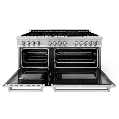 ZLINE 2-Appliance Kitchen Package with 60" Stainless Steel Dual Fuel Range and Convertible Vent Range Hood