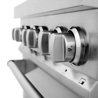 ZLINE 3-Appliance 30" Kitchen Package with DuraSnow Stainless Dual Fuel Range, Ducted Vent Range Hood, and Dishwasher