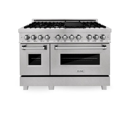 ZLINE 3-Appliance 48" Kitchen Package with DuraSnow Stainless Dual Fuel Range, Ducted Vent Range Hood, and Tall Tub Dishwasher
