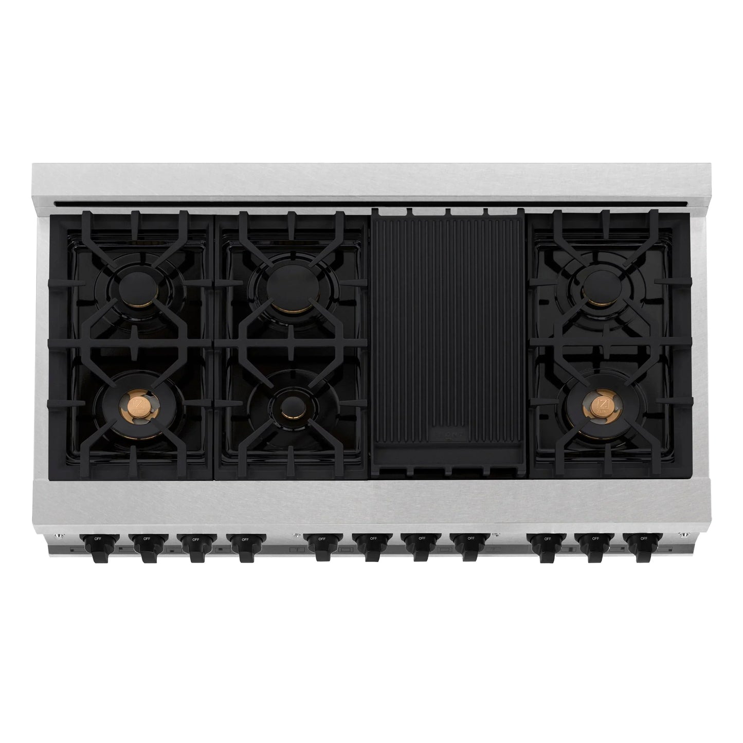 ZLINE Autograph Edition 48" Dual Fuel Range - DuraSnow Steel with Matte Black Accents
