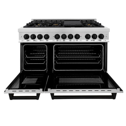 ZLINE Autograph Edition 48" Dual Fuel Range - Stainless Steel with Matte Black Accents