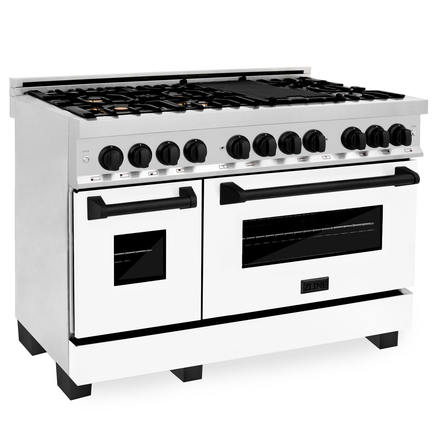 LINE 2-Appliance 48" Autograph Edition Kitchen Package with Stainless Steel Dual Fuel Range with Matte White Door and Range Hood with Matte Black Accents