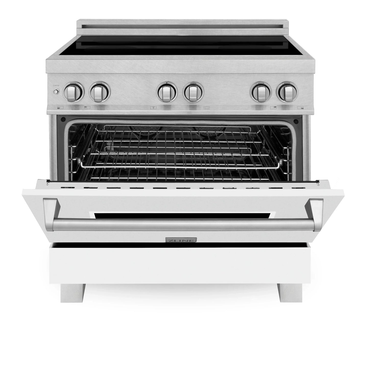ZLINE 36" 4-Element Induction Range with Electric Oven - Fingerprint Resistant with Matte White Door