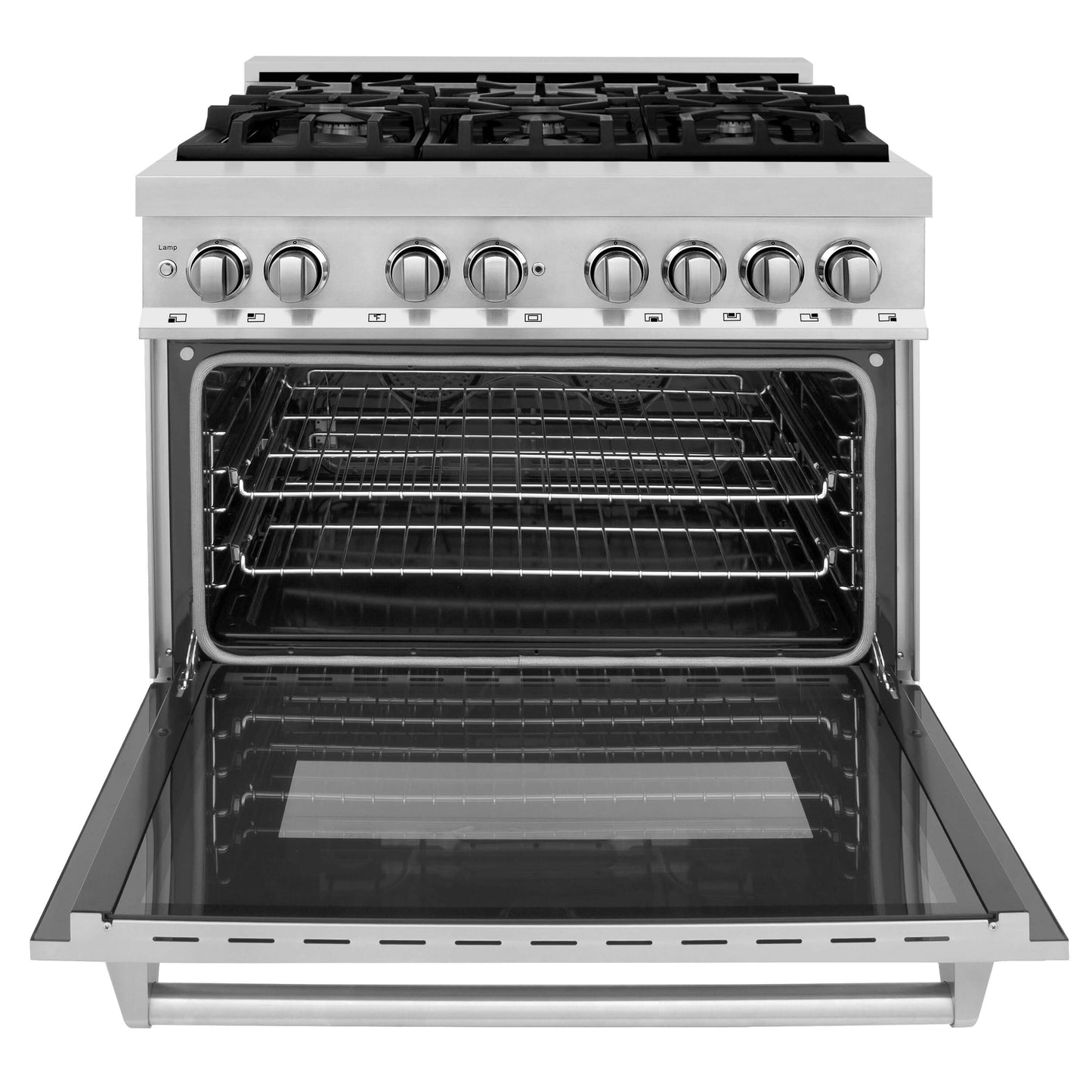 ZLINE 2-Appliance Kitchen Package with 36" Stainless Steel Dual Fuel Range and Convertible Vent Range Hood