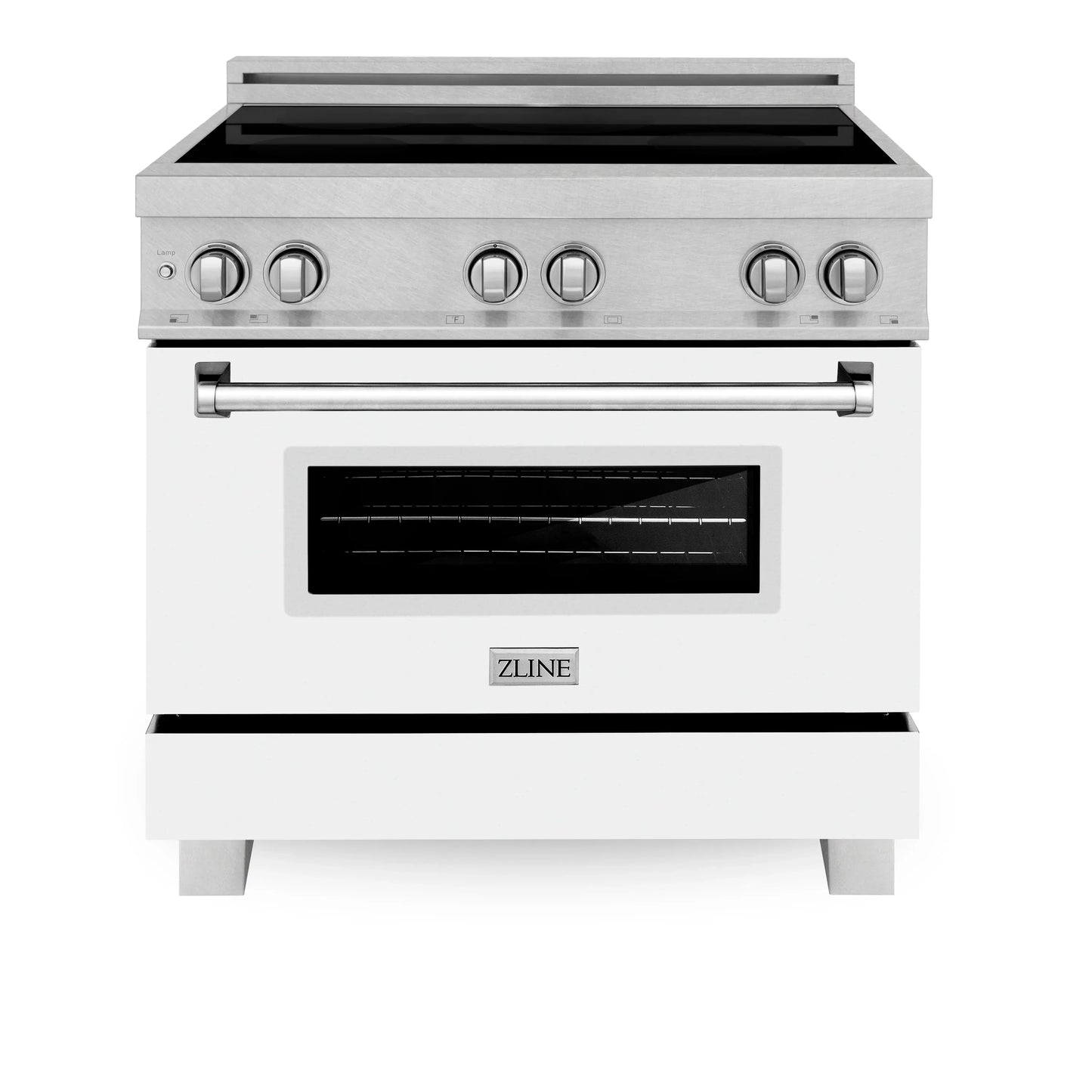 ZLINE 36" 4-Element Induction Range with Electric Oven - Fingerprint Resistant with Matte White Door