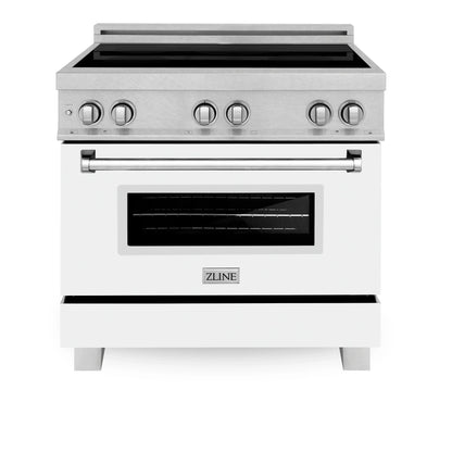 ZLINE 36" 4-Element Induction Range with Electric Oven - Fingerprint Resistant with Matte White Door