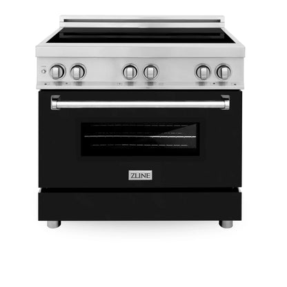 ZLINE 36" 4-Element Induction Range with Electric Oven - Stainless Steel with Matte Black Door
